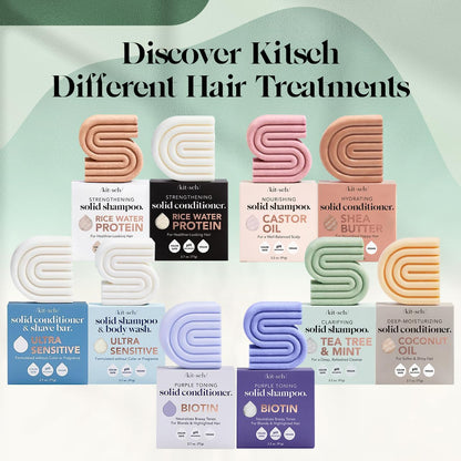 Kitsch Rosemary & Biotin Shampoo and Conditioner Bar Set – Sustainable Birthday Gift for Her, Volumizing Hair Care Duo