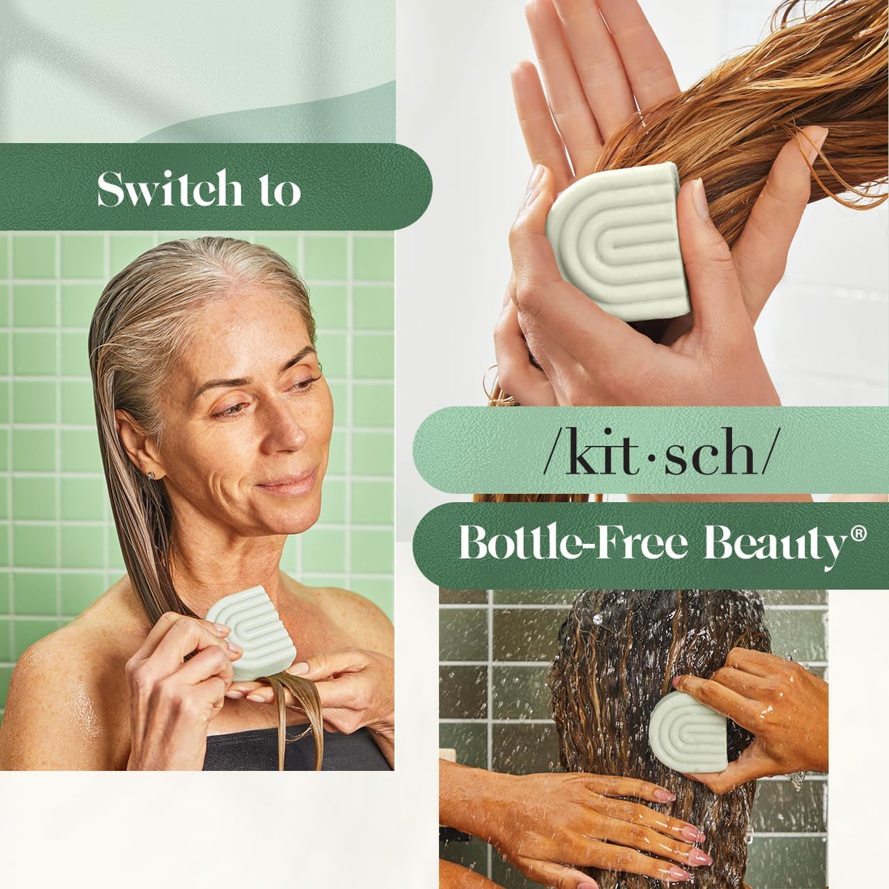 Kitsch Rosemary Biotin Volumizing Conditioner Bar – Plastic-Free Vanity Countertop Swap for Two Liquid Conditioner Bottles