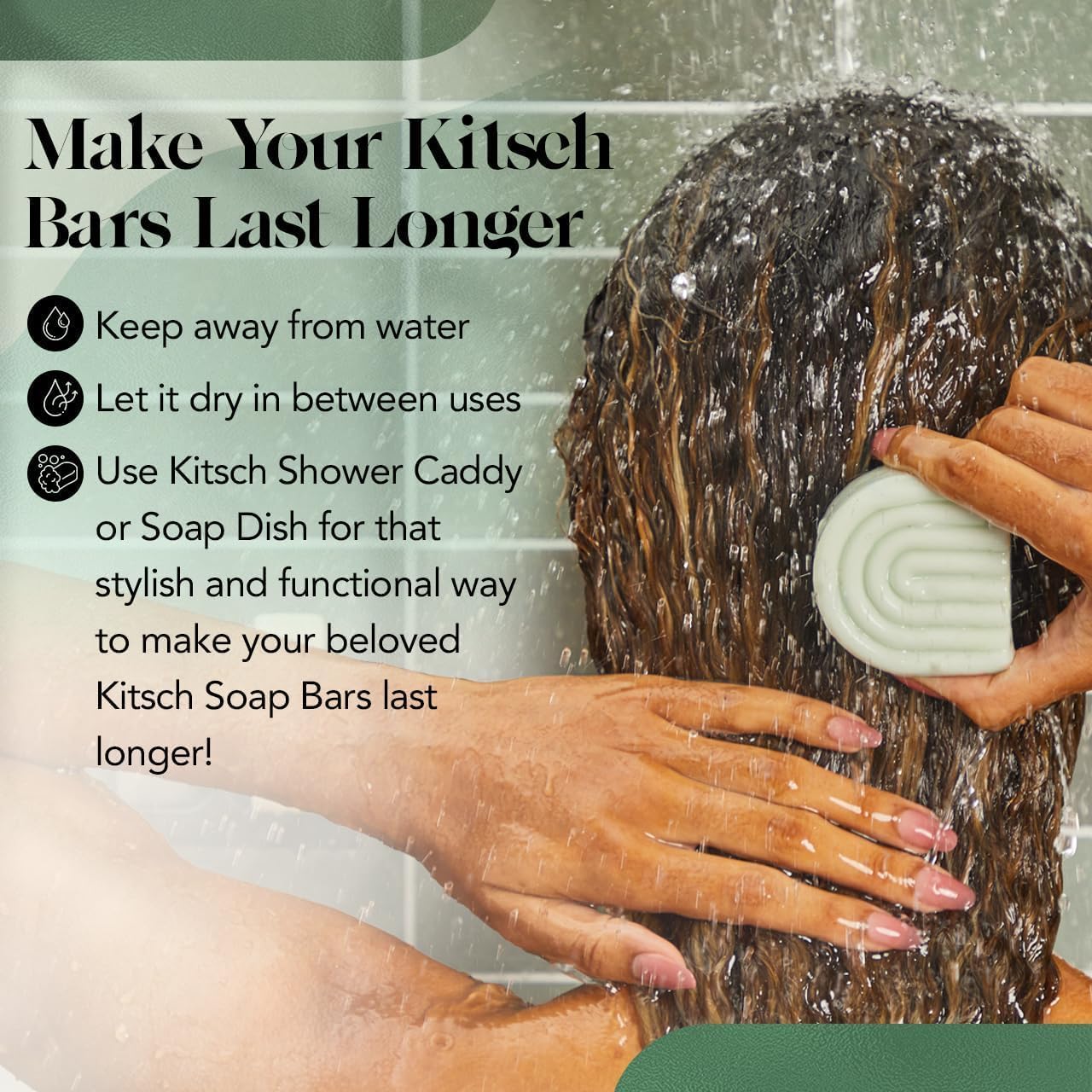Kitsch Rosemary Biotin Volumizing Conditioner Bar – Plastic-Free Vanity Countertop Swap for Two Liquid Conditioner Bottles