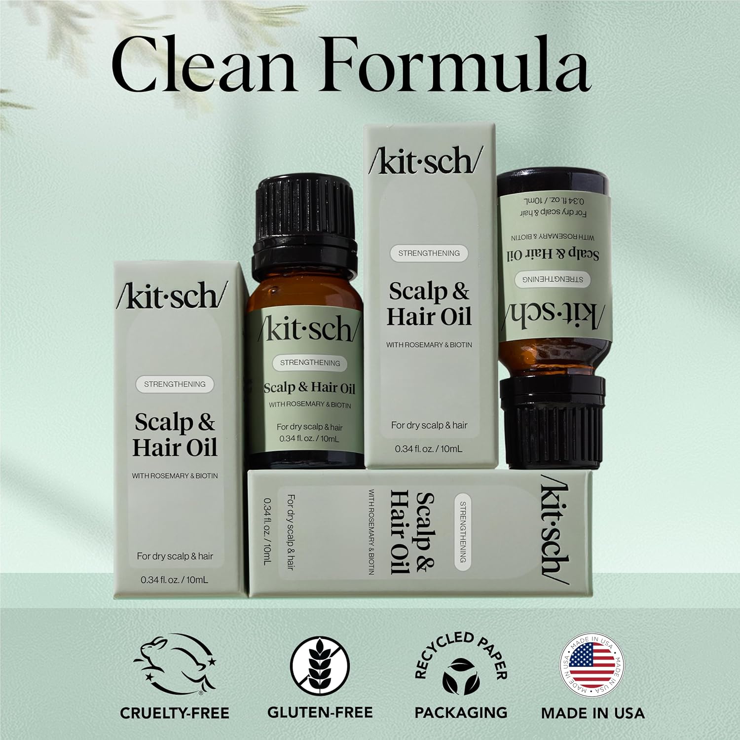 Kitsch Rosemary Scalp Oil – Pre-Wash Hair Treatment for Thinning Hair, Lavender Aromatherapy Self-Care Ritual with Biotin and Castor Oil