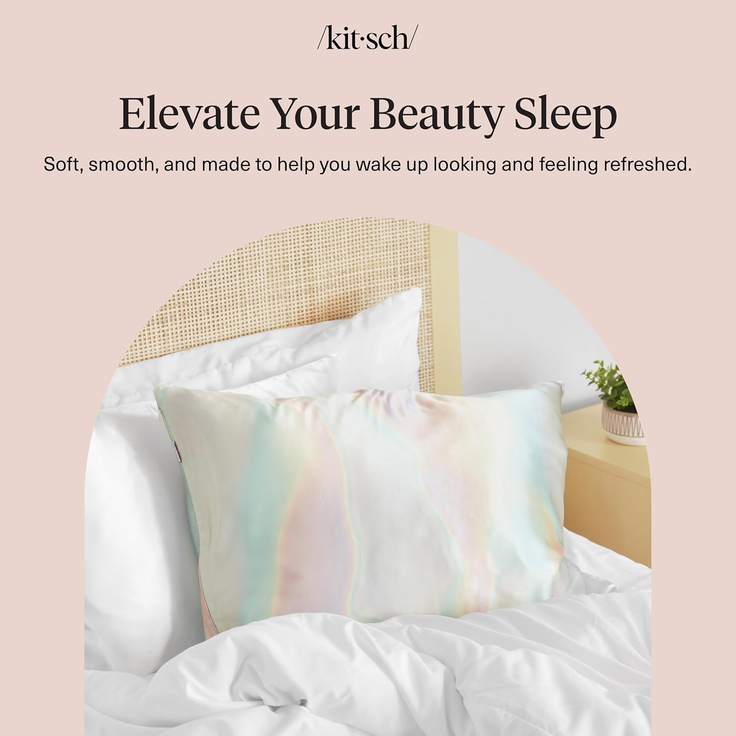 Kitsch Satin Pillowcase with Zipper – Nightly Hair Care Ritual for Curly and Frizz-Prone Hair, Standard Size