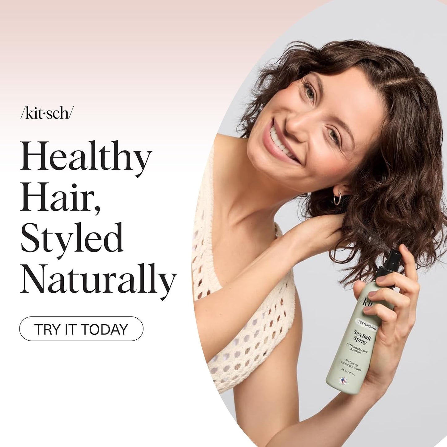 Kitsch Sea Salt Hair Spray – Bedroom Self-Care Ritual, Frizz-Taming Wave Mist for Nightly Wind-Down