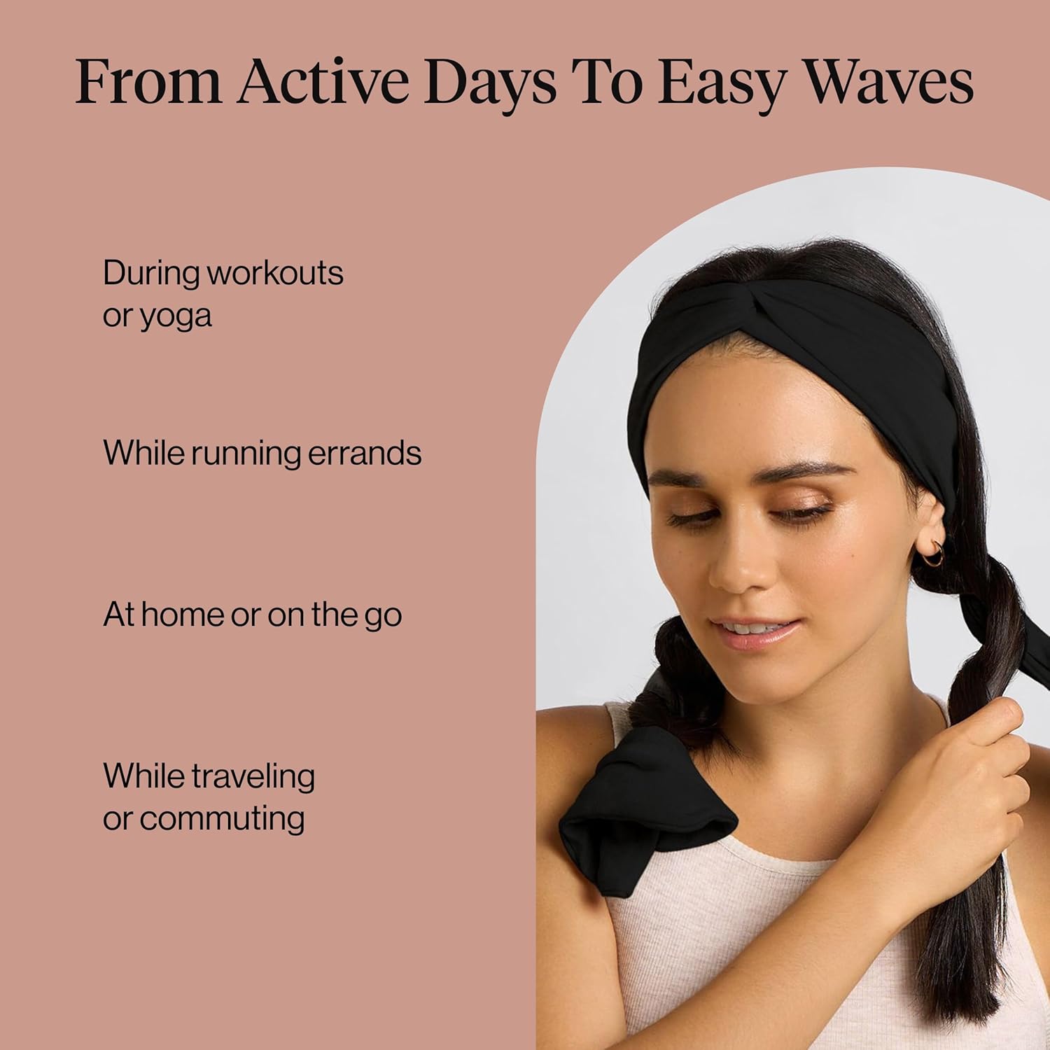 Kitsch Set & Flow Active Heatless Curling Headband – Overnight Self-Care Ritual for Women, No Heat Damage While You Sleep