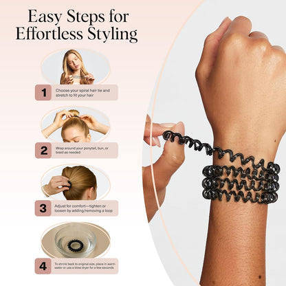 Kitsch Spiral Hair Ties – Affordable Birthday Gift for Her, Creaseless Coil Ponytail Holders for Women