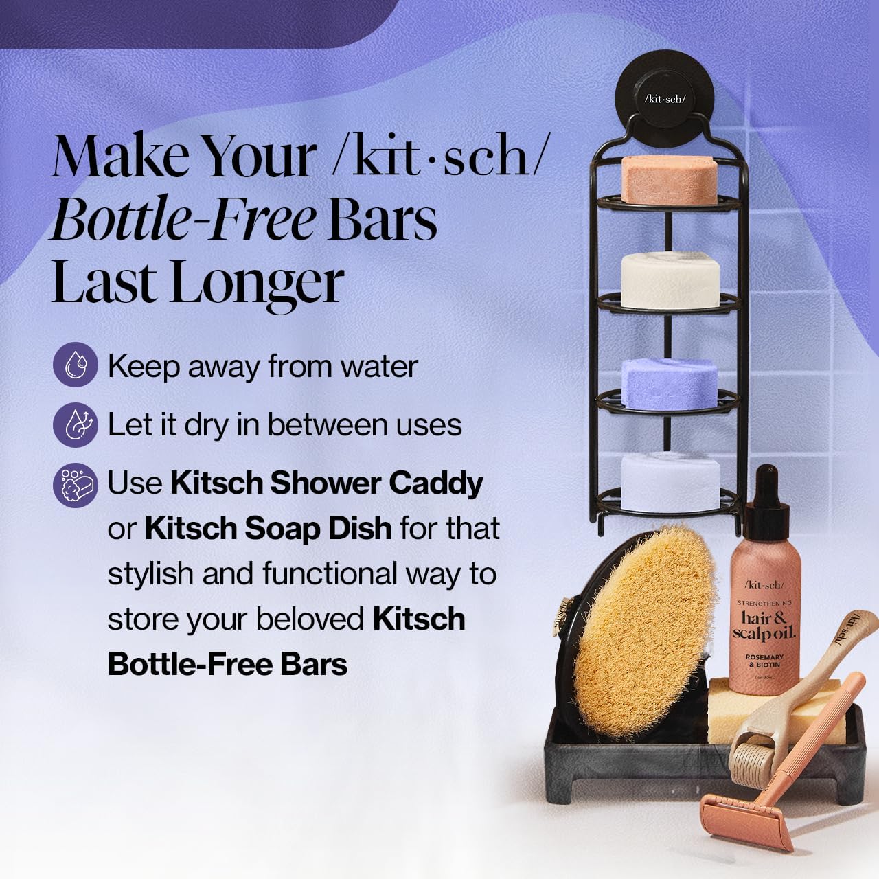 Kitsch Toning Purple Shampoo & Conditioner Bar Set - Thoughtful Birthday Gift for Blonde Women, Neutralizes Brassy Tones