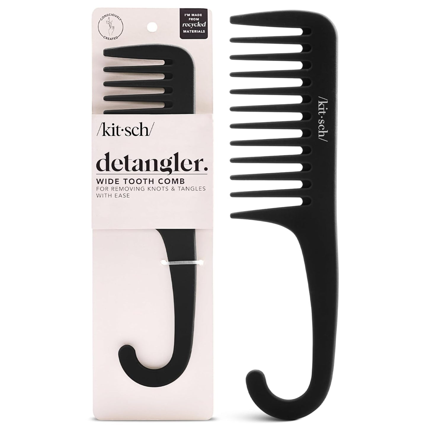 Kitsch Wide Tooth Detangler Comb – Clean-Lined Shower Accessory for Intentional Hair Care Routines