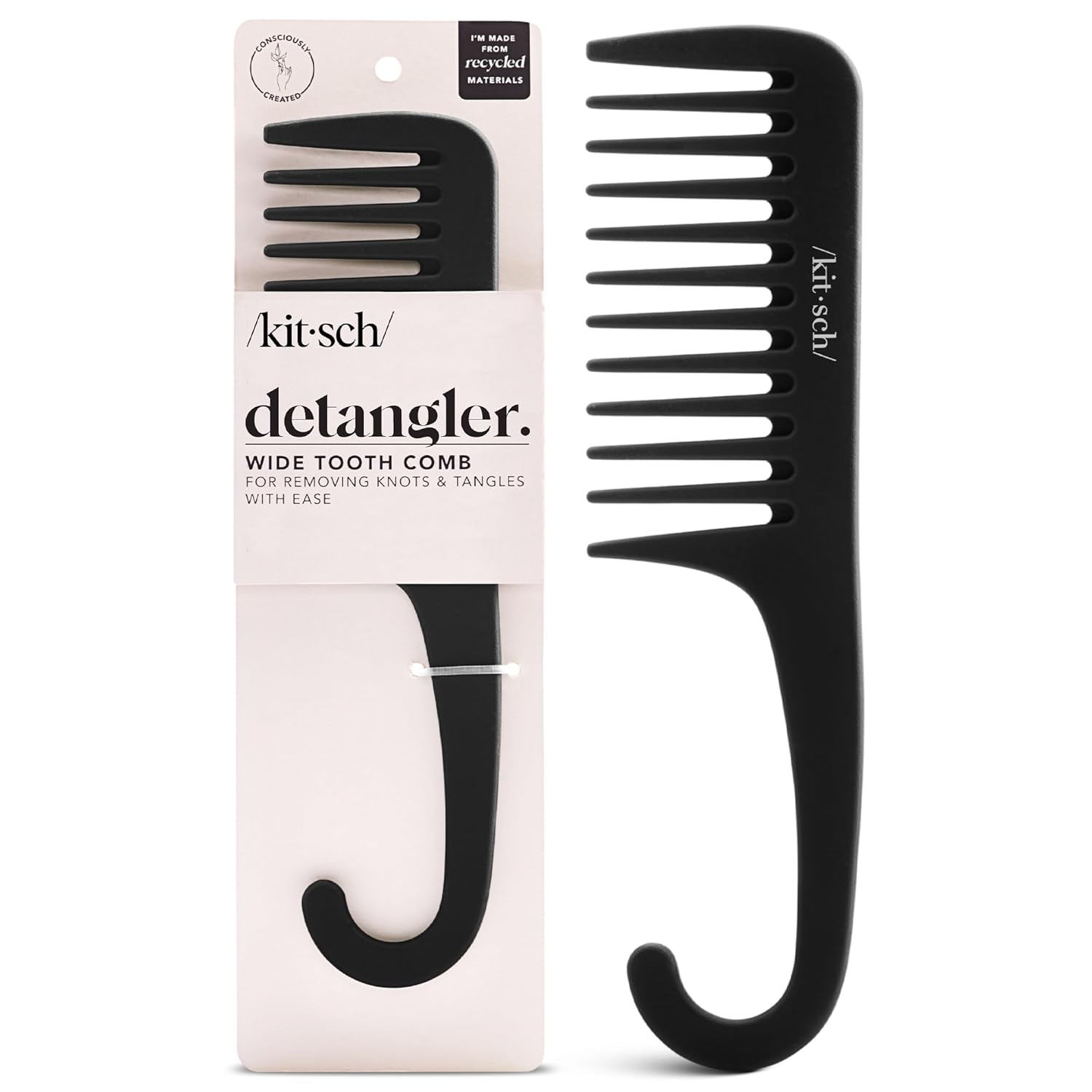 Kitsch Wide Tooth Detangler Comb – Clean-Lined Shower Accessory for Intentional Hair Care Routines
