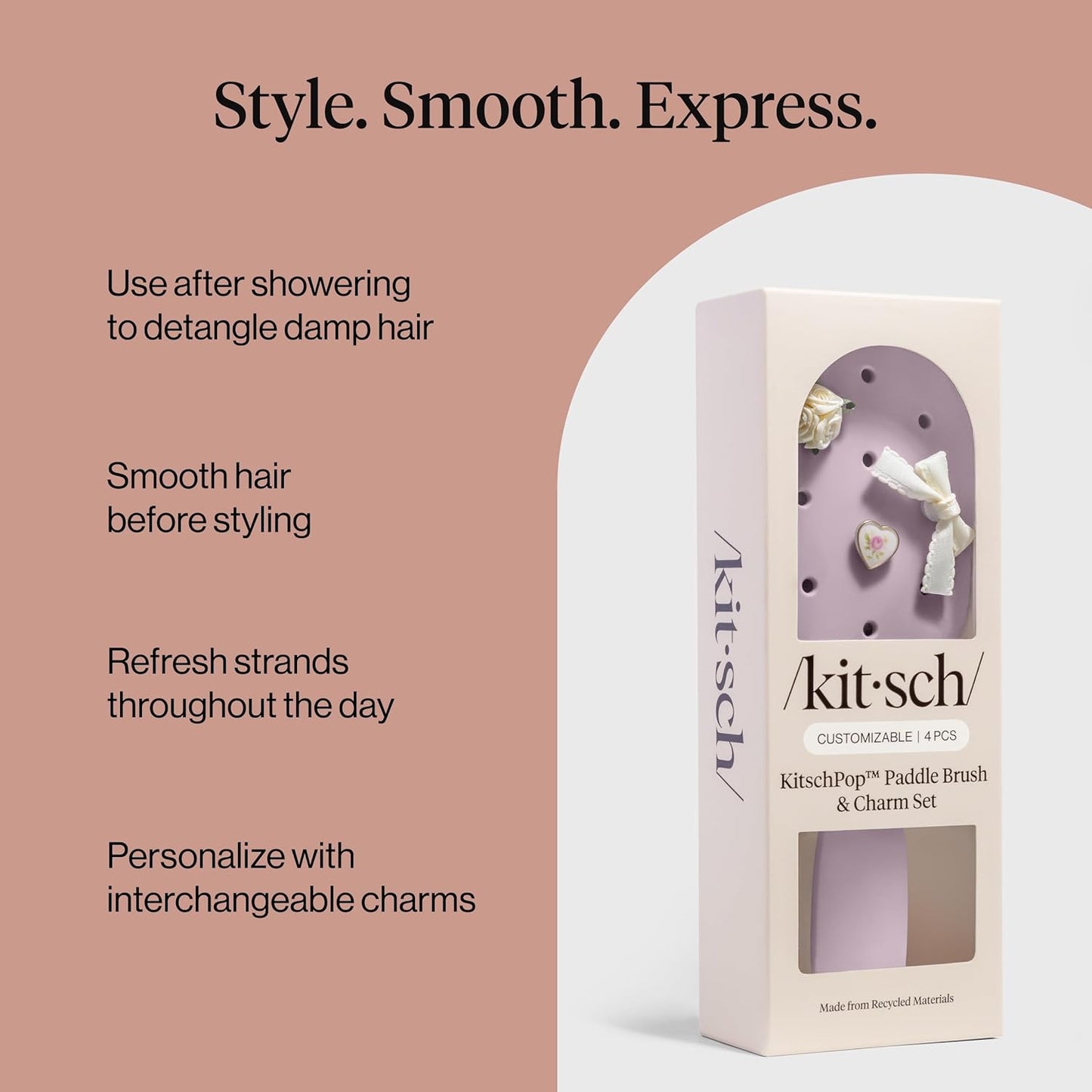 KitschPop™ Paddle Hairbrush for Her – Thoughtful Birthday Gift for Women with Long Hair, Gentle Detangler