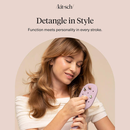 KitschPop™ Paddle Hairbrush for Tween Girls – Gentle Detangler Safe for Shared Family Bathroom