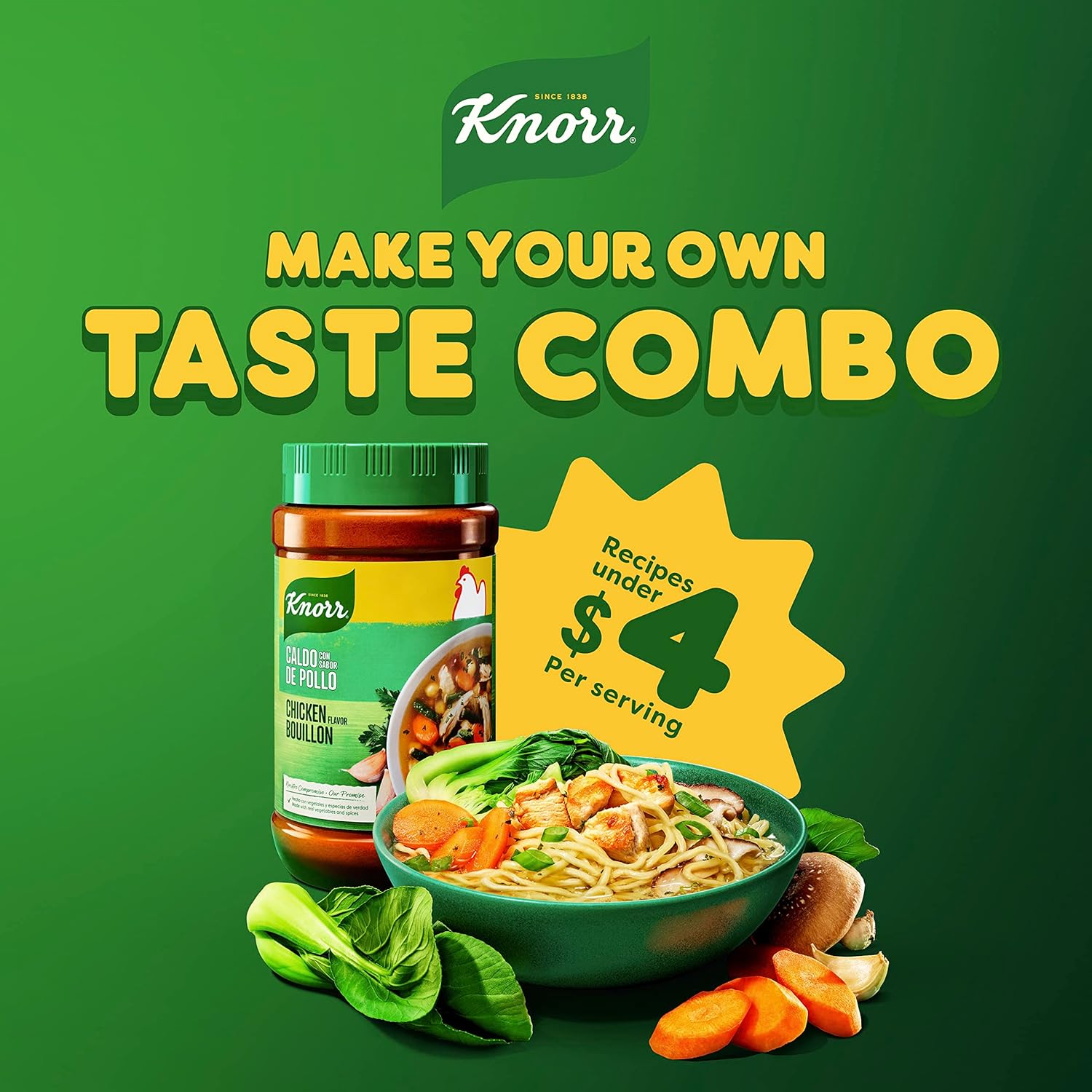 Knorr Granulated Chicken Bouillon – Heart-Healthy Pantry Staple for Mindful Home Cooking, 32 oz