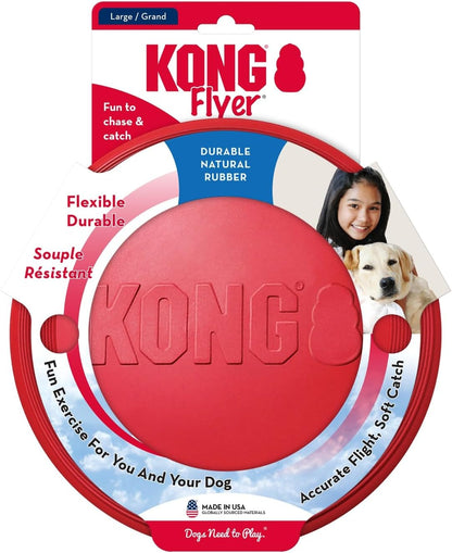 KONG Flyer Soft-Catch Rubber Fetch Disc for Dog Park and Beach Use, Outdoor Flying Toy Built for Energetic Medium to Large Dogs