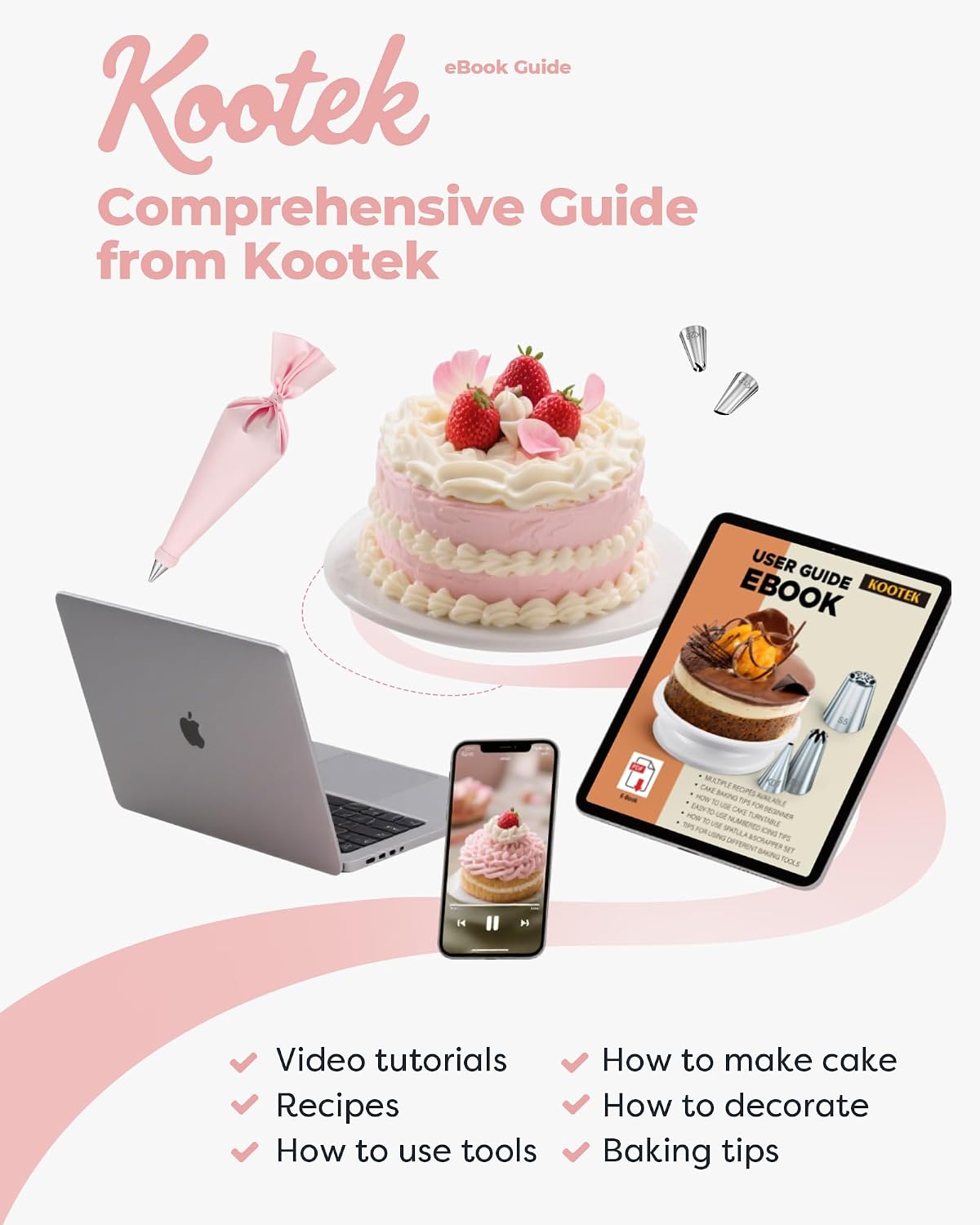 Kootek Cake Decorating Turntable and Tips Set – Streamlined Cupcake Business Kit for Home Producers
