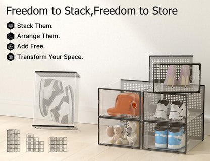 Kuject Clear Modular Sneaker Display Boxes 12 Pack — Stylish Bedroom Closet Storage System