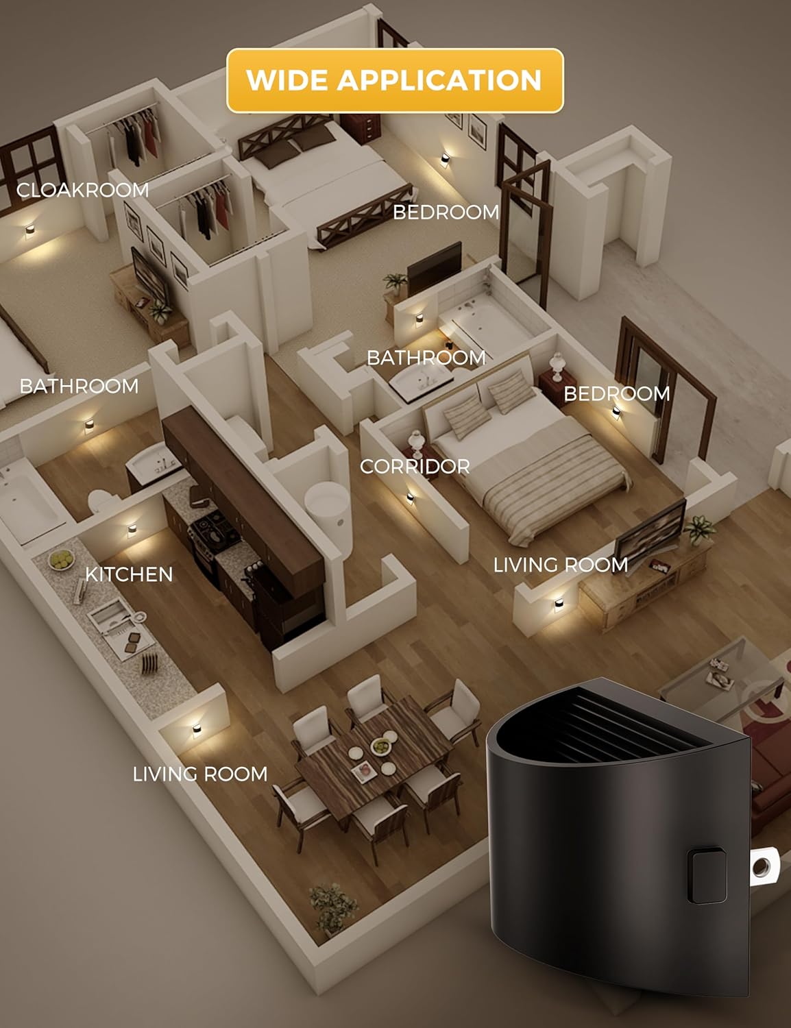 L LOHAS Decor Night Light – Rose Gold and Black Finishes for Stylish Bedroom and Living Room