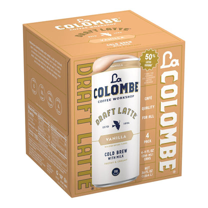 La Colombe Vanilla Draft Latte - Pre-Chilled 9oz 4-Pack for Office Desk and Morning Commute, 115mg Caffeine for Focused Workdays