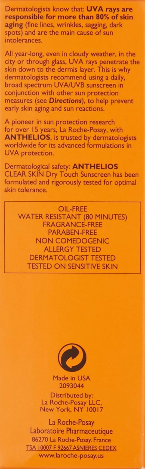 La Roche-Posay Anthelios Clear Skin Dry Touch SPF 60 – Outdoor Adventure Sunscreen, Matte Oil-Free Face Protection