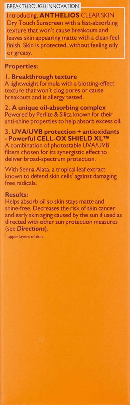 La Roche-Posay Anthelios Clear Skin Dry Touch SPF 60 – Outdoor Adventure Sunscreen, Matte Oil-Free Face Protection