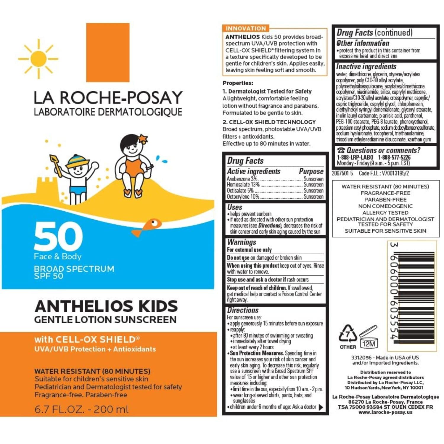 La Roche-Posay Anthelios Kids SPF 50 – Oxybenzone-Free Sunscreen for Chemically-Sensitive Families