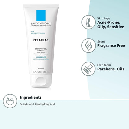 La Roche-Posay Effaclar Medicated Gel Cleanser – Calming Daily Ritual for Clear, Balanced Skin