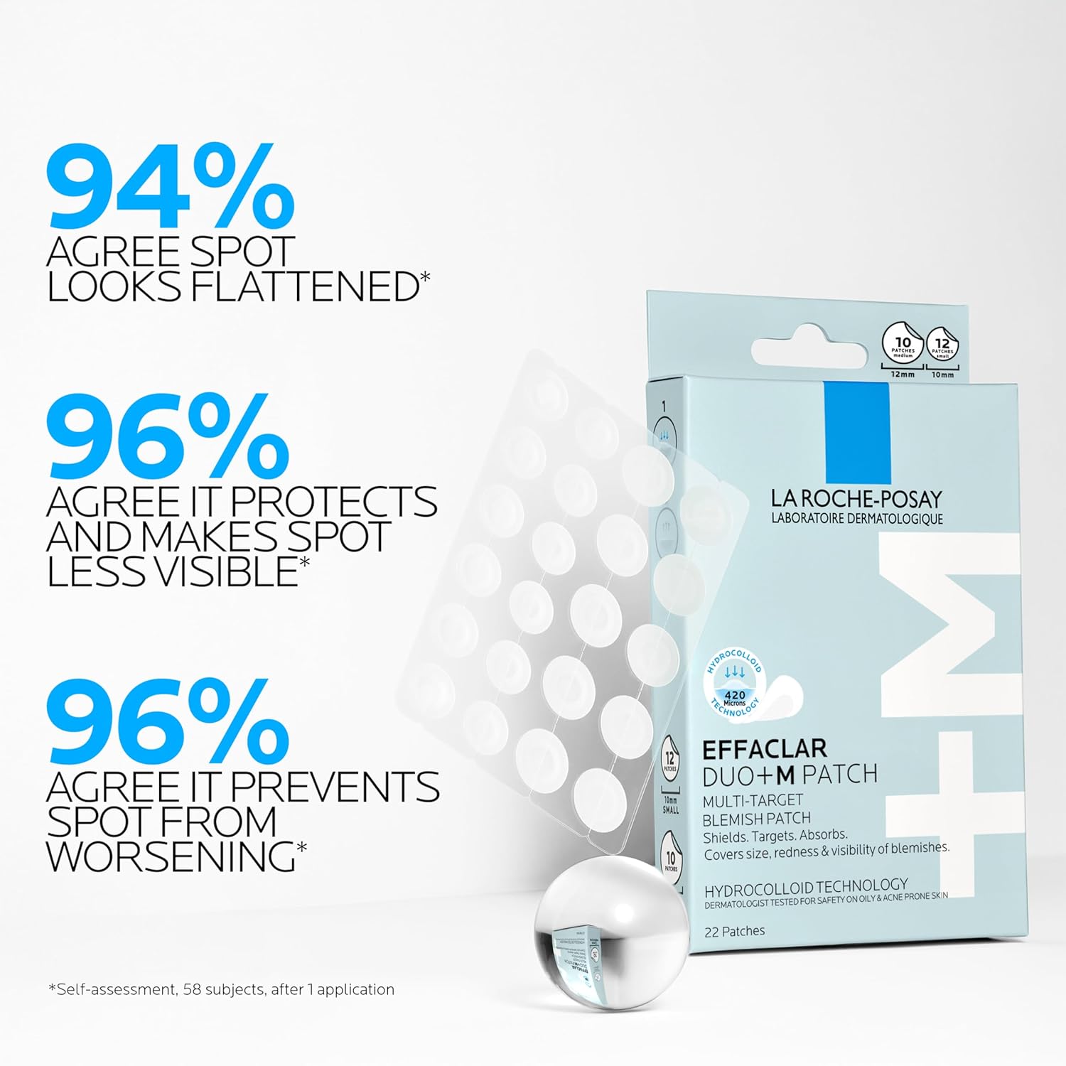 La Roche-Posay Effaclar Pimple Patches – Thoughtful Self-Care Gift for Teens and College Students, 22 Count