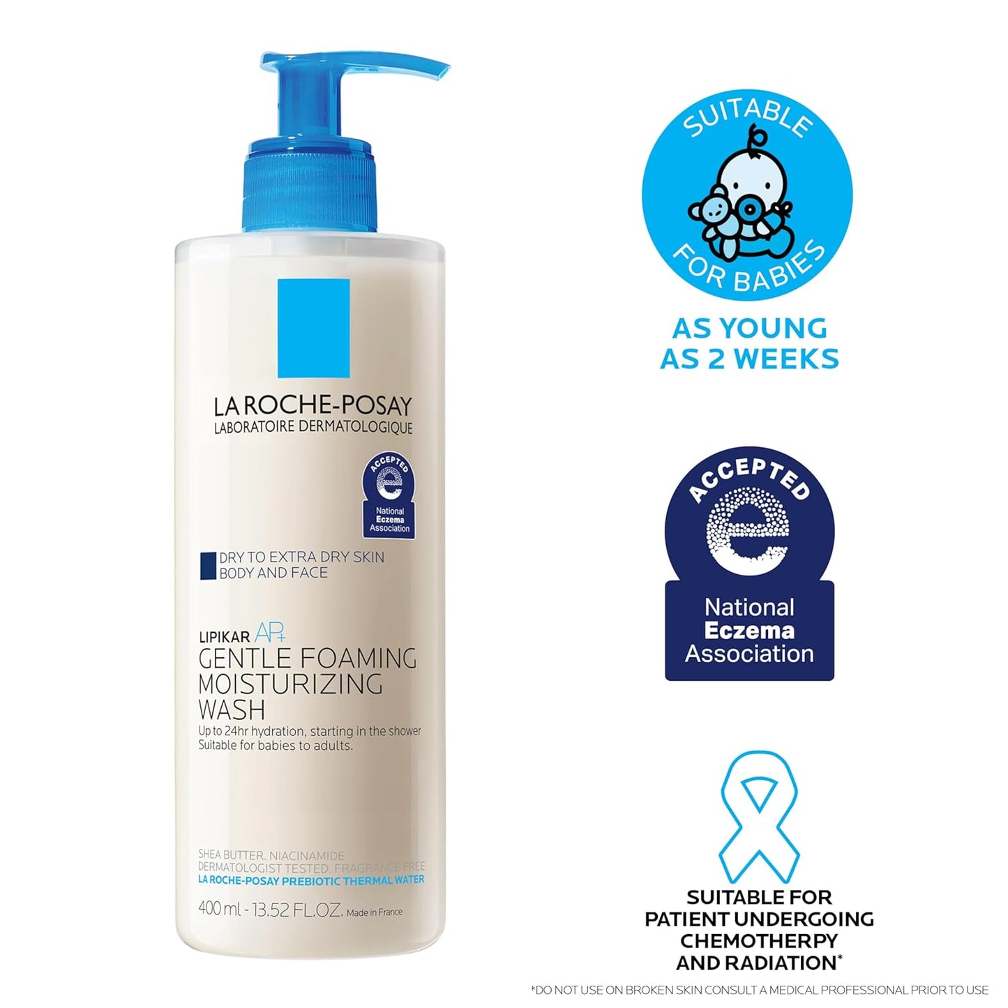 La Roche-Posay Lipikar AP+ Gentle Body Wash – Safe for Babies & Kids with Eczema, Fragrance-Free