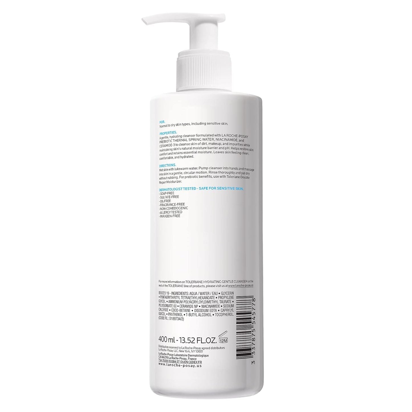 La Roche-Posay Toleriane Cleanser – Essential Daily Face Wash, Fragrance-Free & Soap-Free