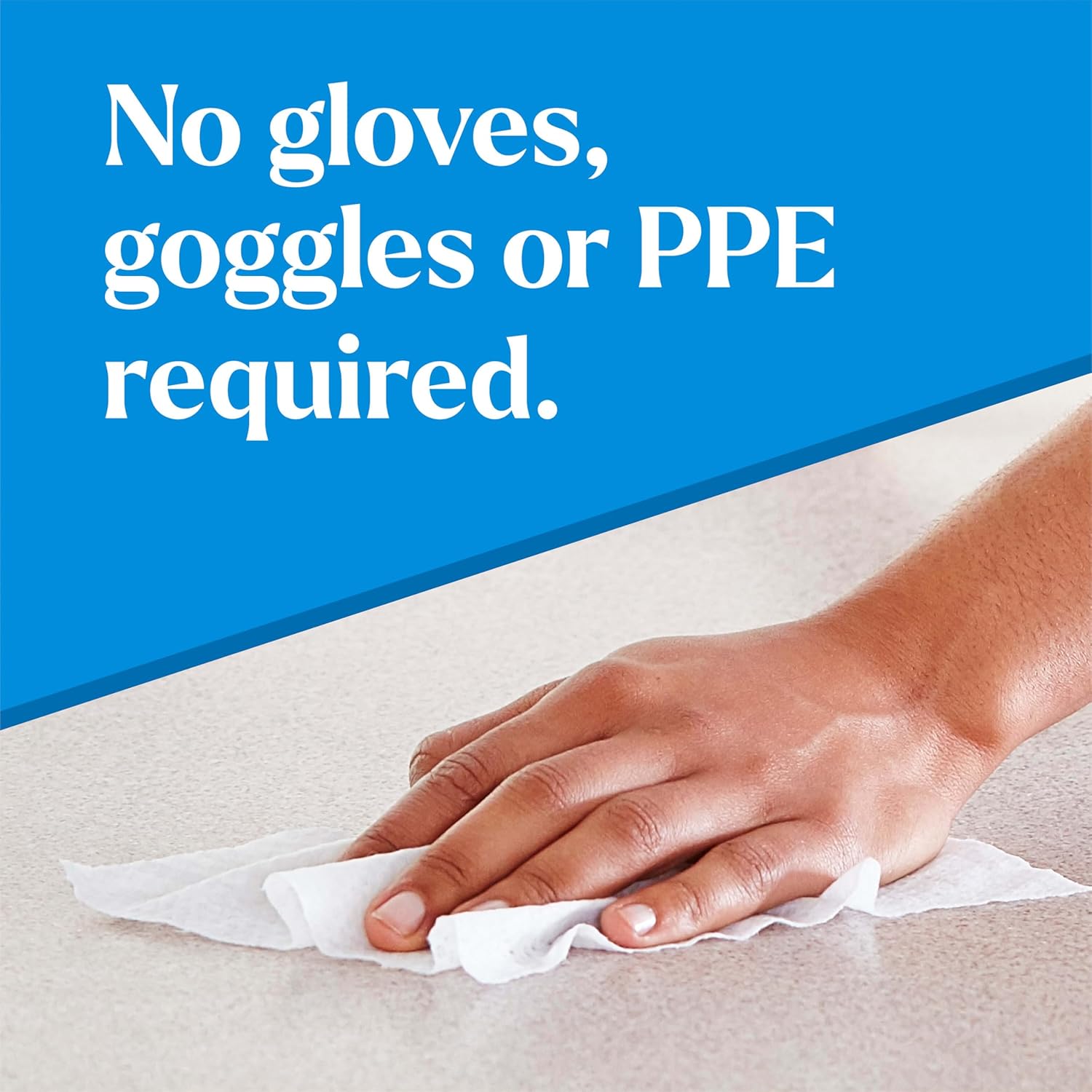 labeled for use without gloves, goggles, or ppe on hard nonporous surfaces