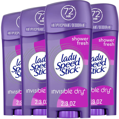 Lady Speed Stick Antiperspirant for Women – All-Day Office Freshness for Working Professionals, Invisible Dry 2.3 oz Stick (4 Pack)
