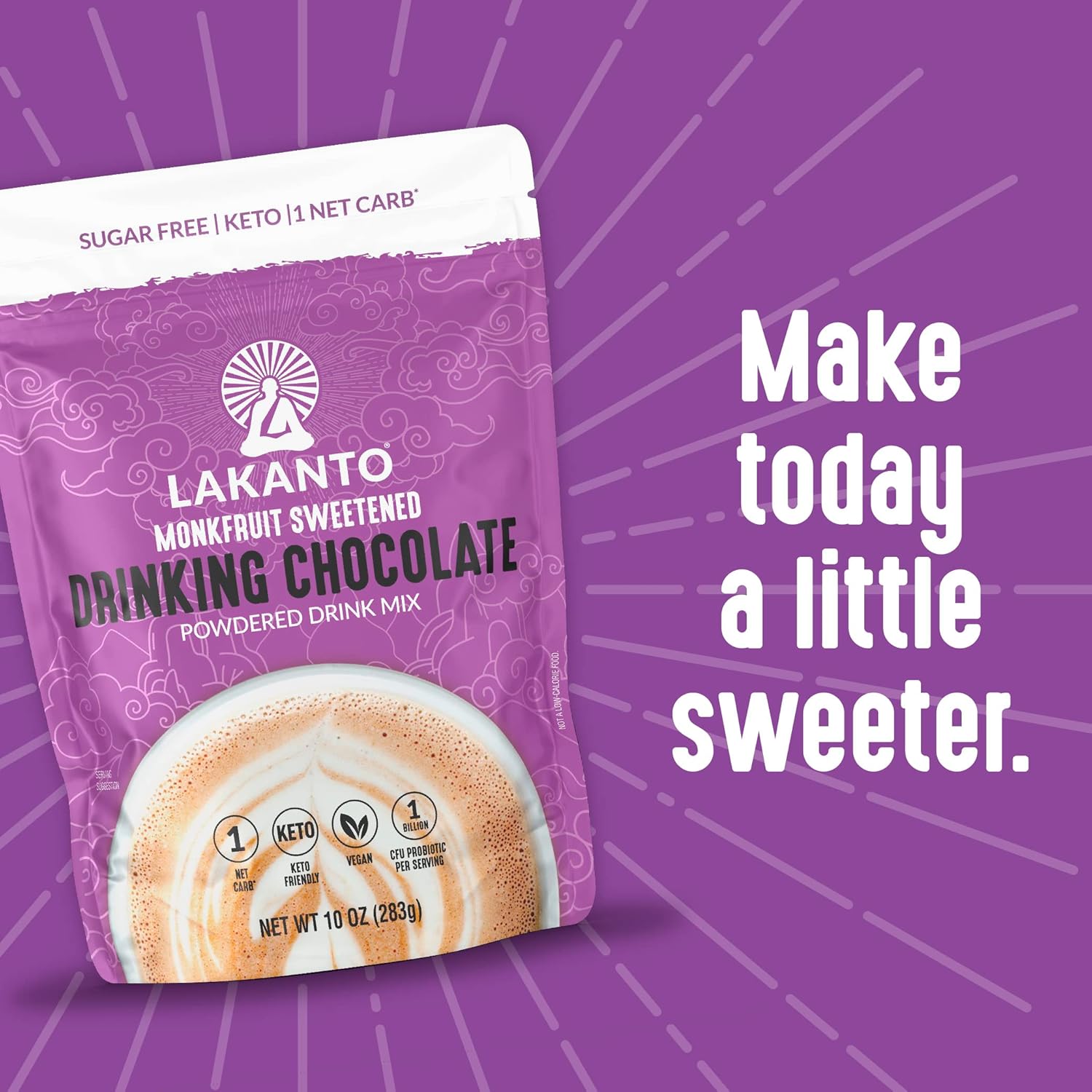 Lakanto Sugar Free Drinking Chocolate - Family-Safe Cocoa Mix for Kids' Lunchboxes, No Added Sugar, Vegan Dutch Cocoa, 10 oz Pouch