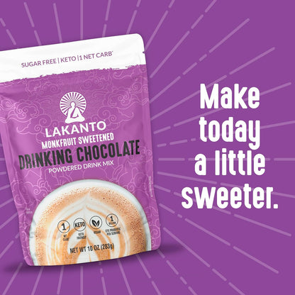 Lakanto Sugar Free Drinking Chocolate - Family-Safe Cocoa Mix for Kids' Lunchboxes, No Added Sugar, Vegan Dutch Cocoa, 10 oz Pouch