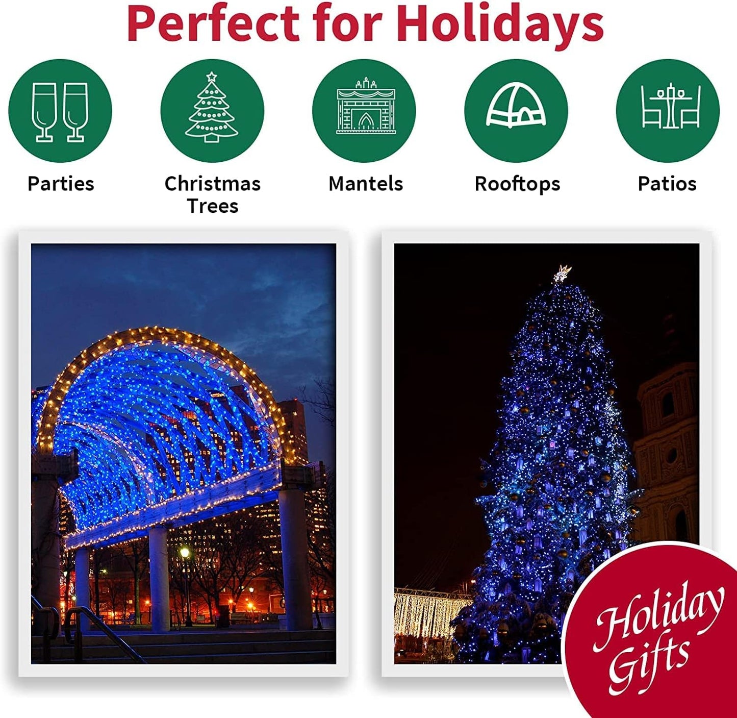 LAMPHOME Blue Christmas String Lights 100 Count – Thoughtful Housewarming Gift and Holiday Present for Family and Friends