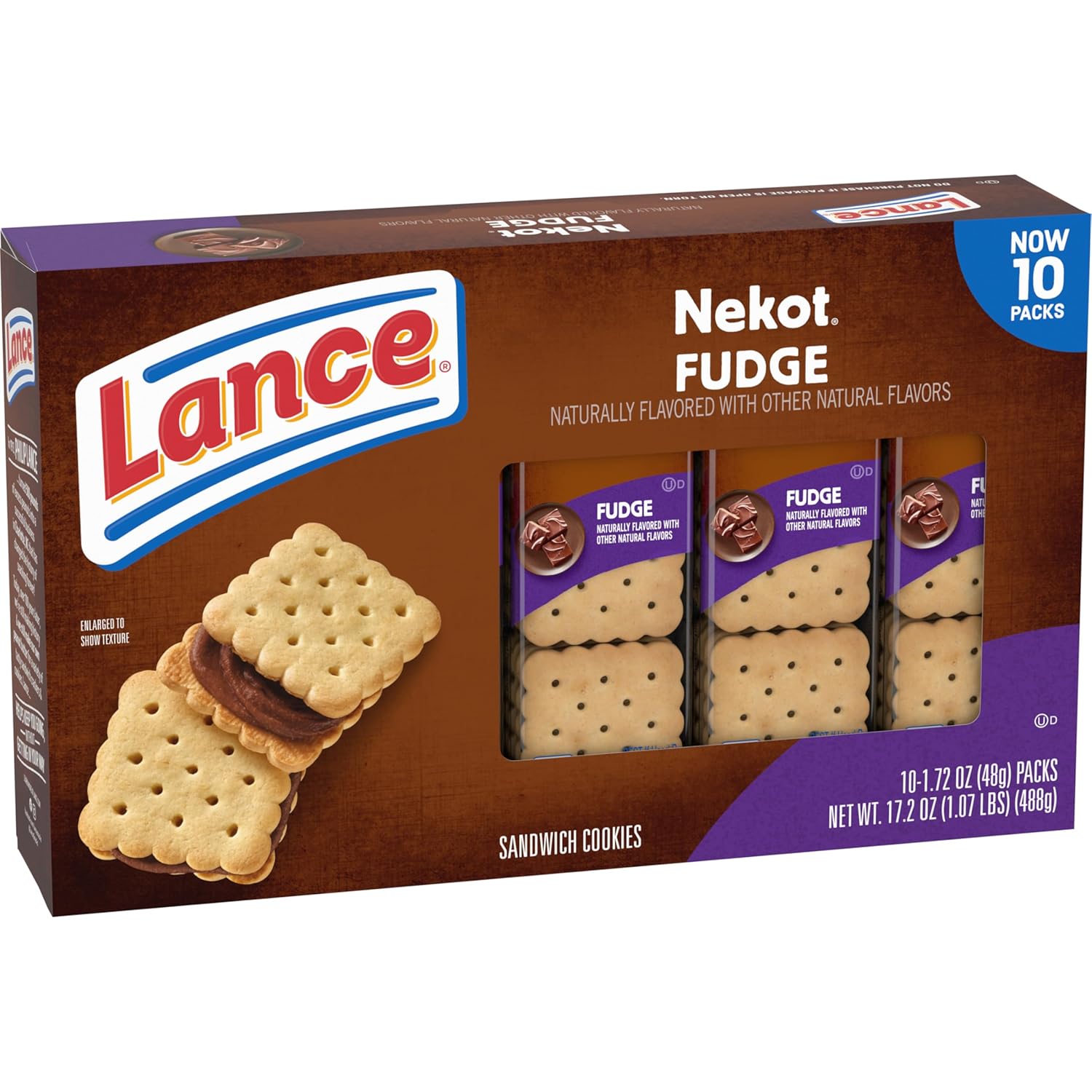 Lance Sandwich Cookies, Nekot Fudge, Nostalgic Snack Care Package for College Dorm Rooms and Military Care Boxes