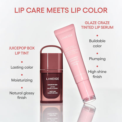 LANEIGE JuicePop Box Lip Tint – K-Beauty Birthday Gift for Her, Buildable Hydrating Color in a Ready-to-Give Box