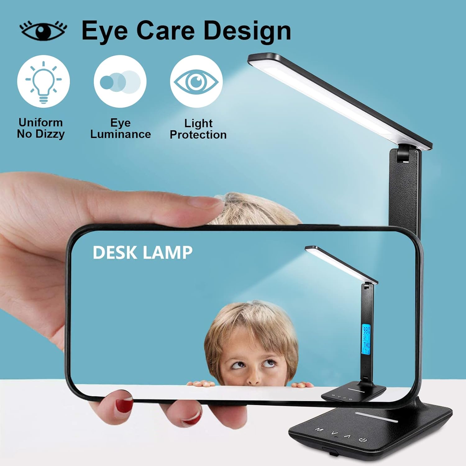LAOPAO Wireless Charging Lamp for Intentional Living – One-Touch Controls, LCD Display, and Foldable Base for Uncluttered Desks