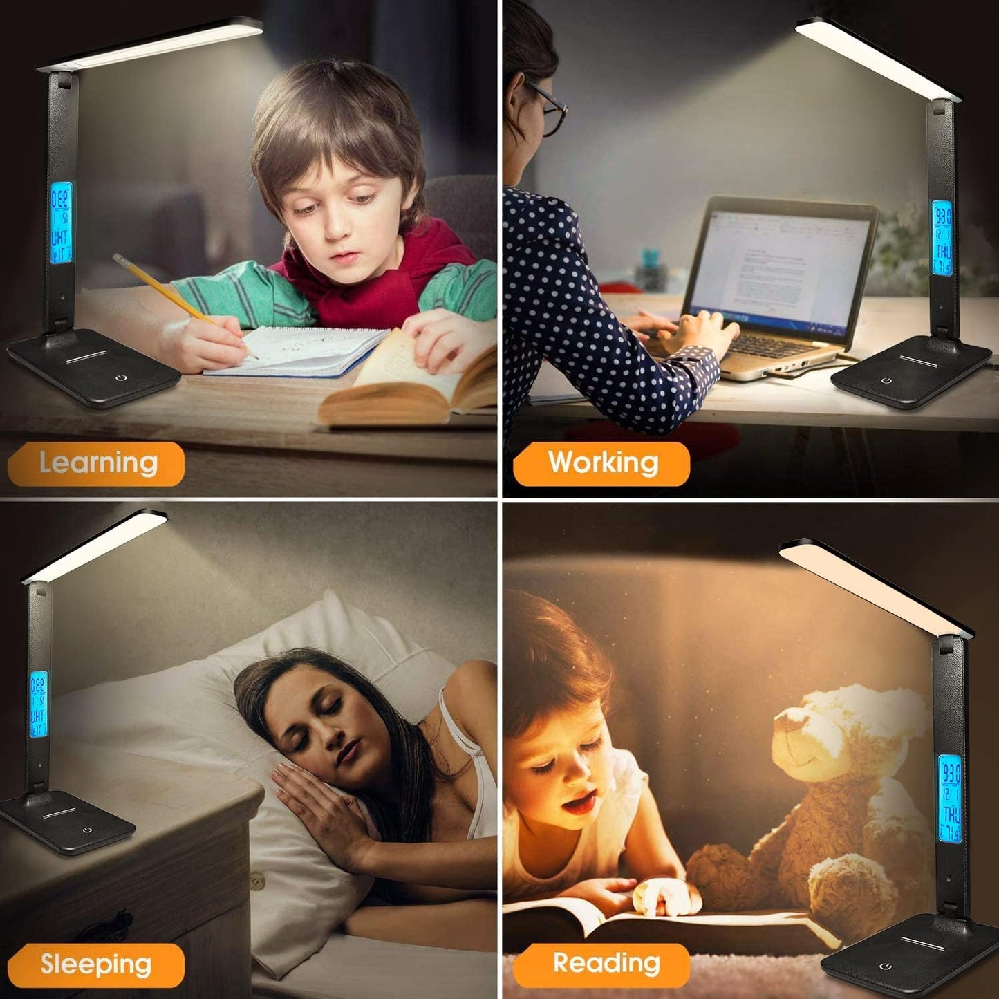 LAOPAO Wireless Charging Lamp for Intentional Living – One-Touch Controls, LCD Display, and Foldable Base for Uncluttered Desks