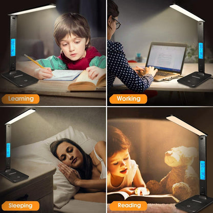 LAOPAO Wireless Charging Lamp for Intentional Living – One-Touch Controls, LCD Display, and Foldable Base for Uncluttered Desks