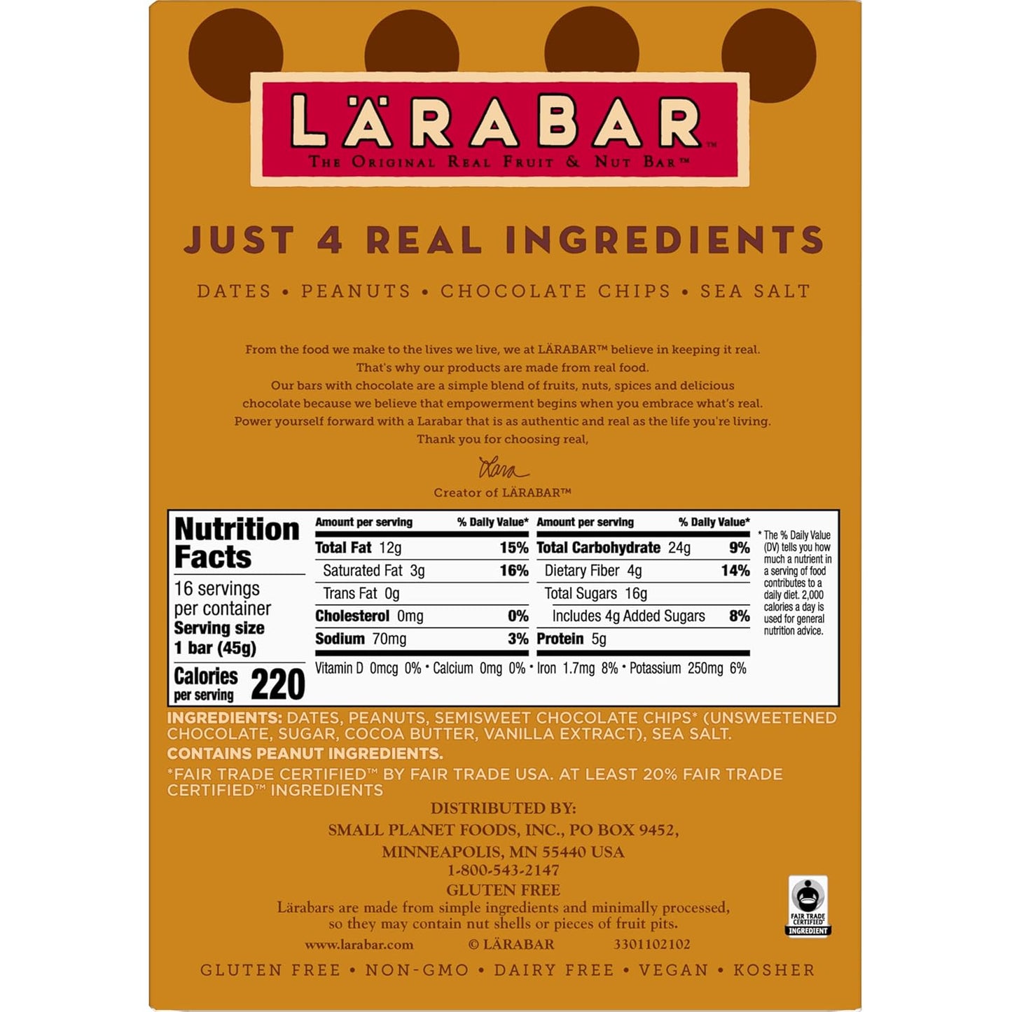 Larabar Peanut Butter Chocolate Chip – Whole-Food Snack for Mindful Pantry Routines, Clean-Label Afternoon Fuel