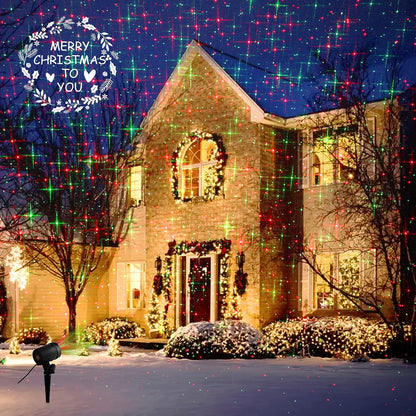 LaserChristmas Star Projector – Cozy Living Room Mood Light with Red and Green Star Pattern, Breathing and Static Modes