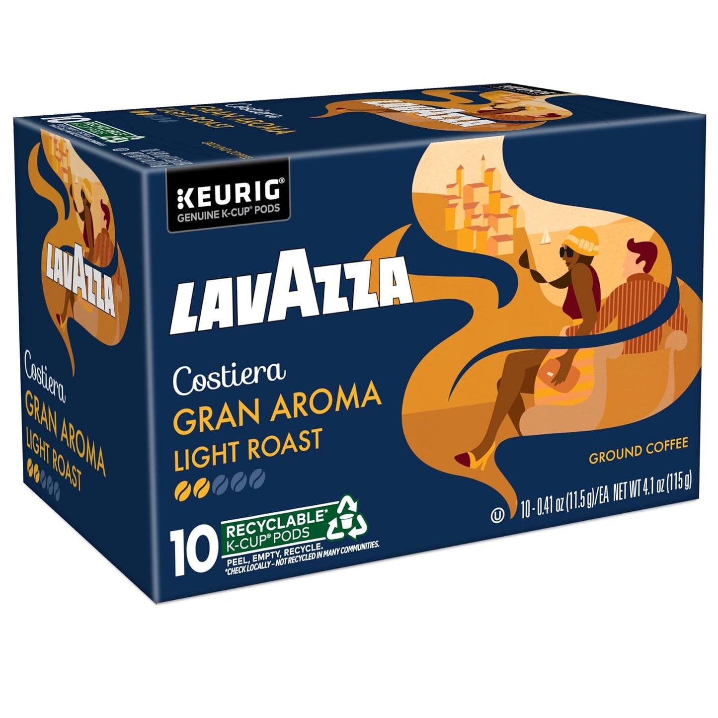Lavazza Costiera Gran Aroma K-Cup Pods for Home Office Focus, Light Roast Single-Serve Coffee for Keurig Brewers