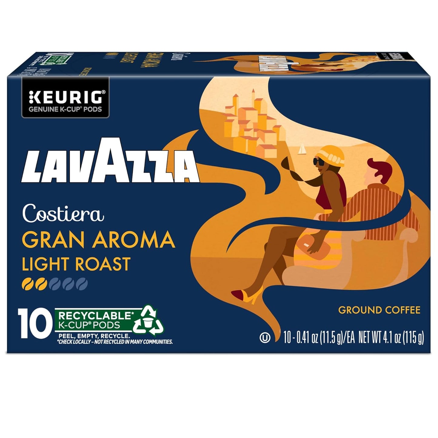 Lavazza Costiera Gran Aroma Premium Italian K-Cup Pods, Light Roast Coffee for Elegant Home Coffee Bar
