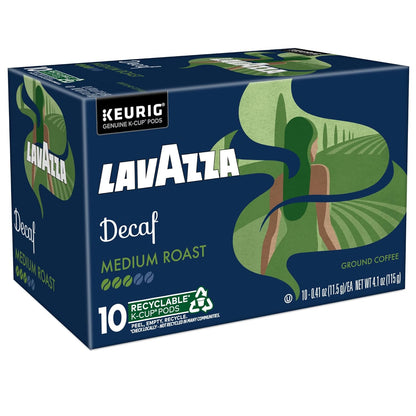 Lavazza Decaf Keurig K-Cup Pods – Evening Wind-Down Coffee for Caffeine-Sensitive Adults, Medium Roast 60-Count