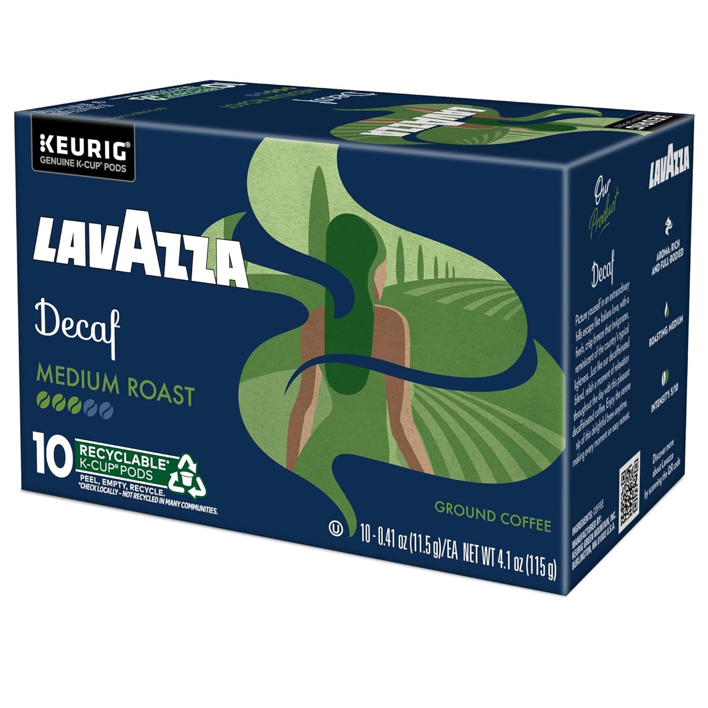 Lavazza Decaf Keurig K-Cup Pods – Evening Wind-Down Coffee for Caffeine-Sensitive Adults, Medium Roast 60-Count