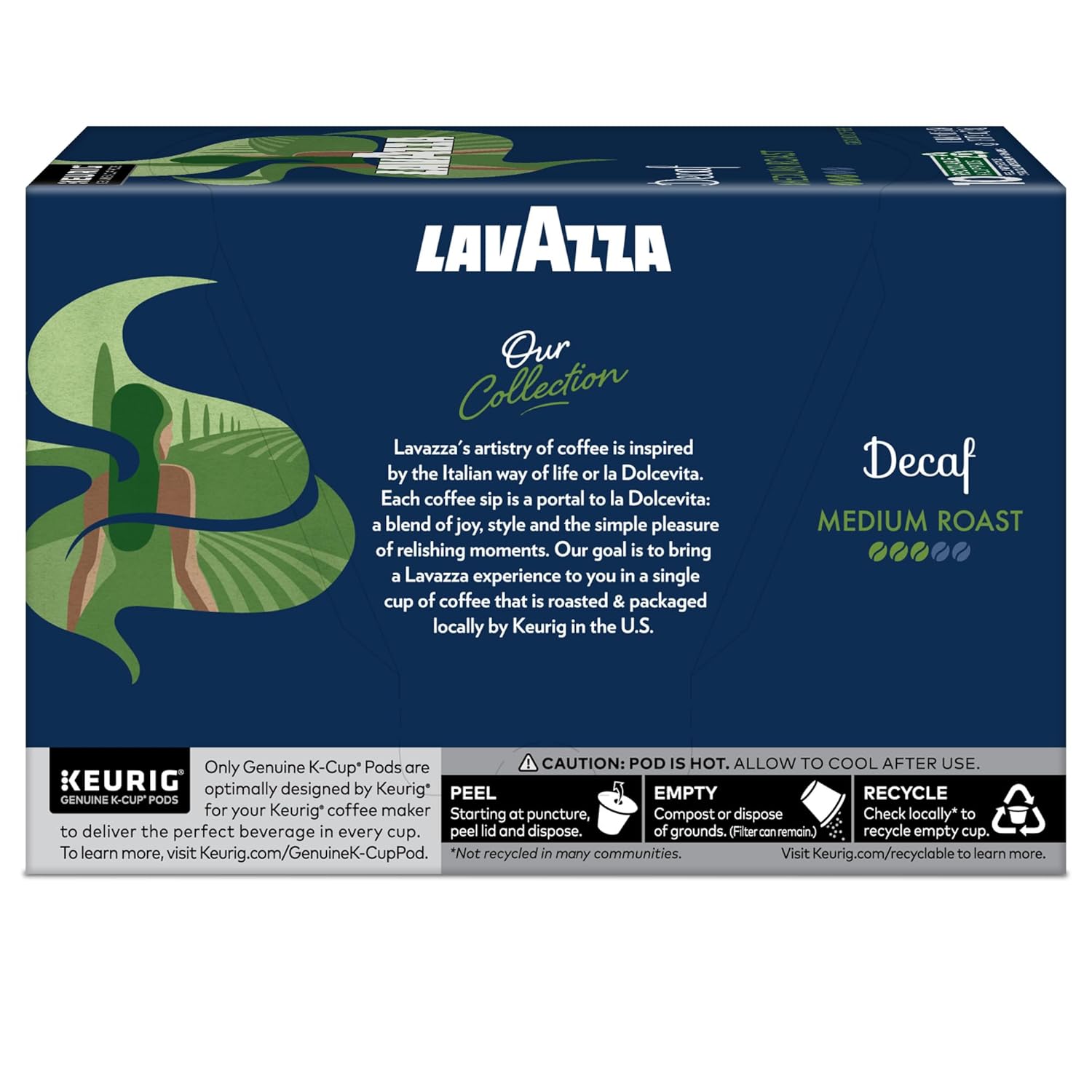 Lavazza Decaf Keurig K-Cup Pods – Evening Wind-Down Coffee for Caffeine-Sensitive Adults, Medium Roast 60-Count