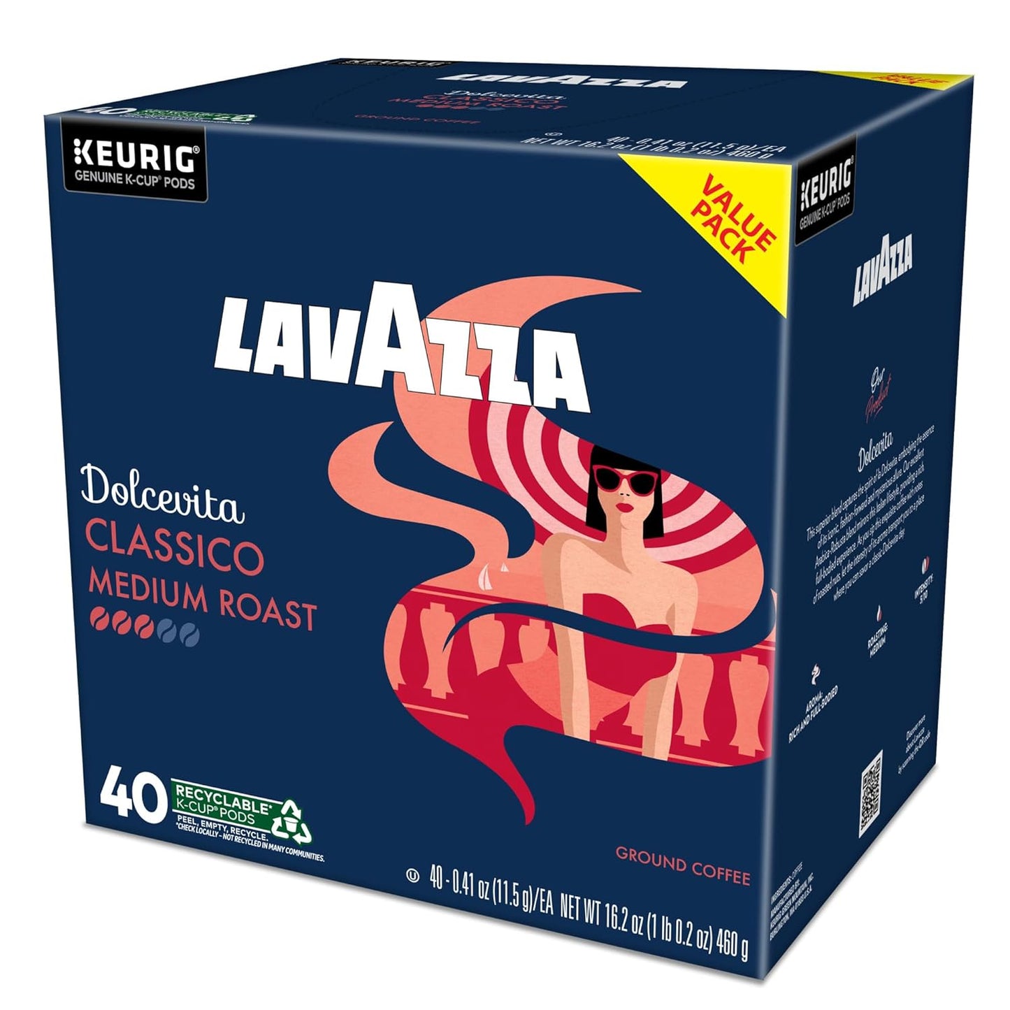 Lavazza Dolcevita Classico K-Cup Pods – Home Office Coffee for Focused Work Mornings, Medium Roast 40-Count