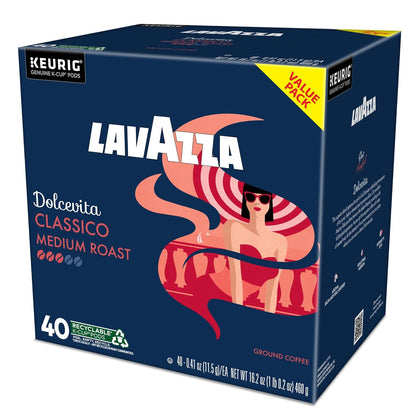 Lavazza Dolcevita Classico K-Cup Pods – Home Office Coffee for Focused Work Mornings, Medium Roast 40-Count