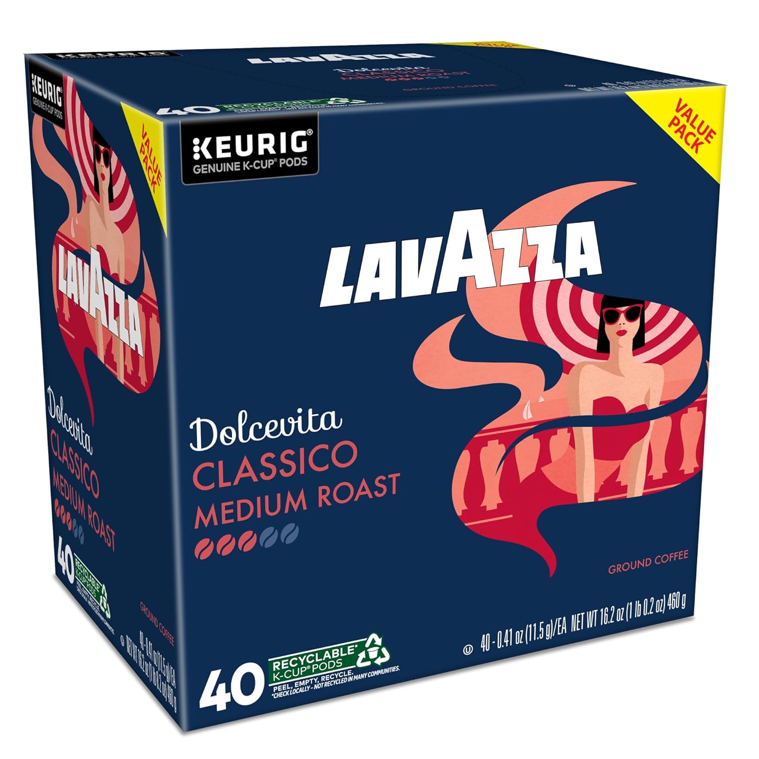 Lavazza Dolcevita Classico K-Cup Pods – Home Office Coffee for Focused Work Mornings, Medium Roast 40-Count