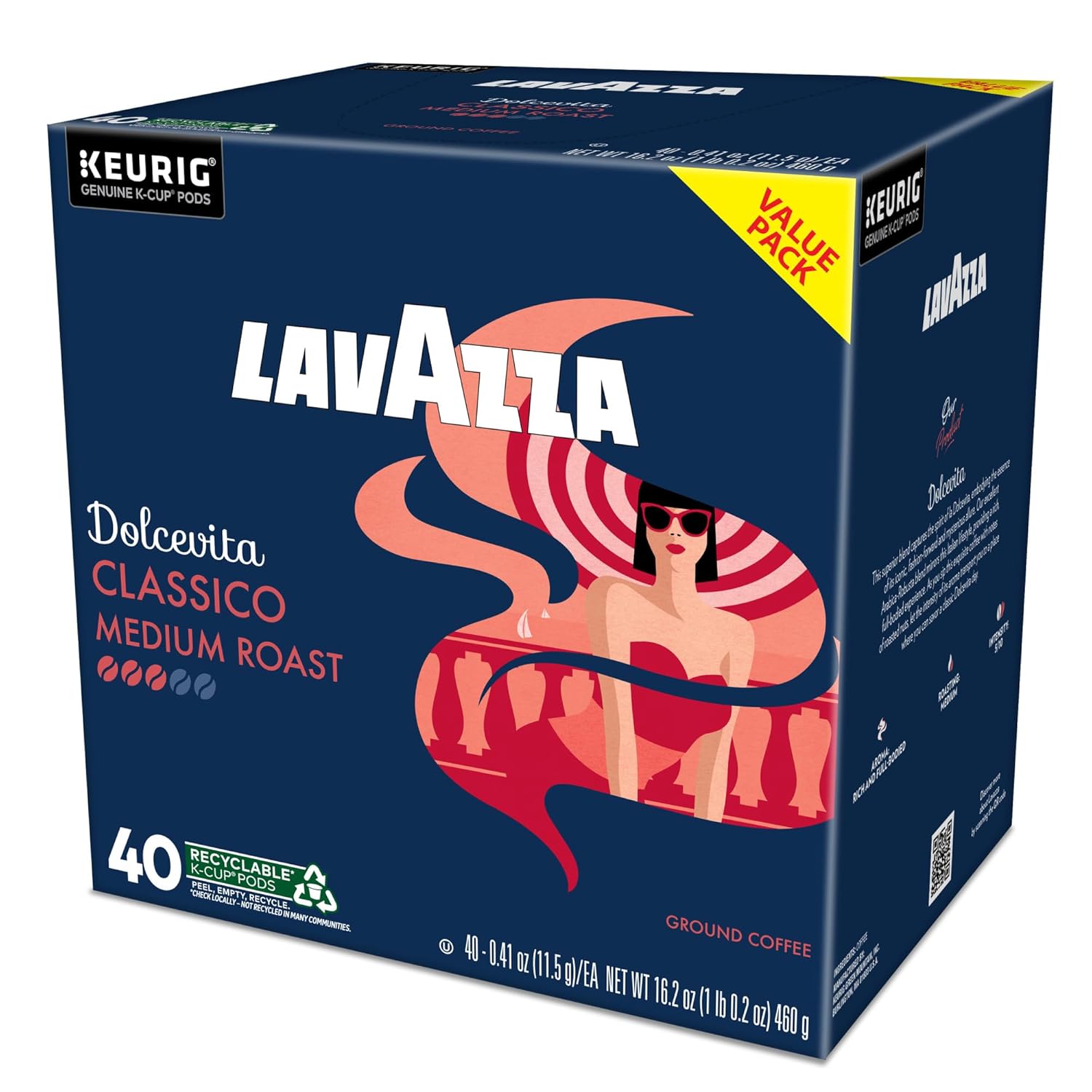 Lavazza Dolcevita Classico K-Cup Pods – Thoughtful Birthday Gift for Coffee Loving Women, 40-Count Medium Roast