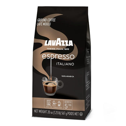 Lavazza Espresso Ground Coffee – Premium Italian Medium Roast for the Refined Home Barista, 20 oz Bag of 100% Arabica Elegance