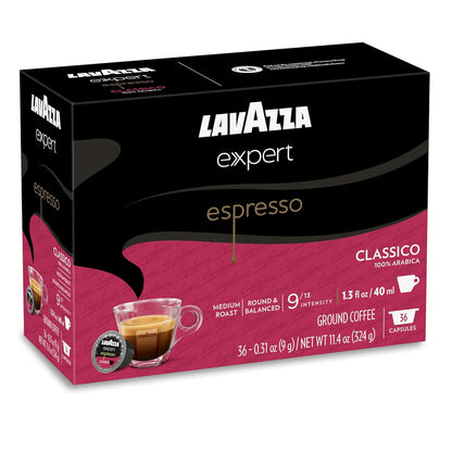 Lavazza Expert Classico Capsules – Home Office Espresso for Focused Workdays, 36 Single-Serve Pods