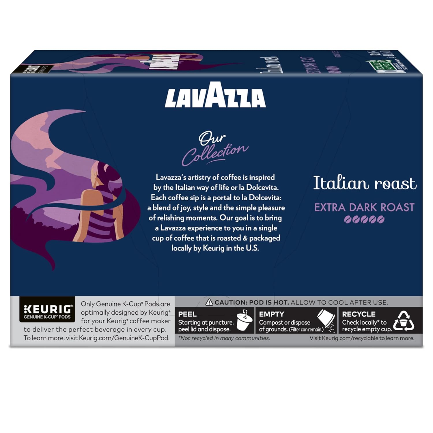 Lavazza Italian Heritage K-Cup Pods – Premium Extra Dark Roast for Elegant Home Bar Setup, 60ct
